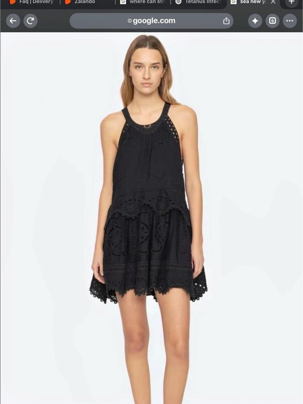 Sea New York Dahlia Eyelet Tank Dress Black Floral Mini Dress